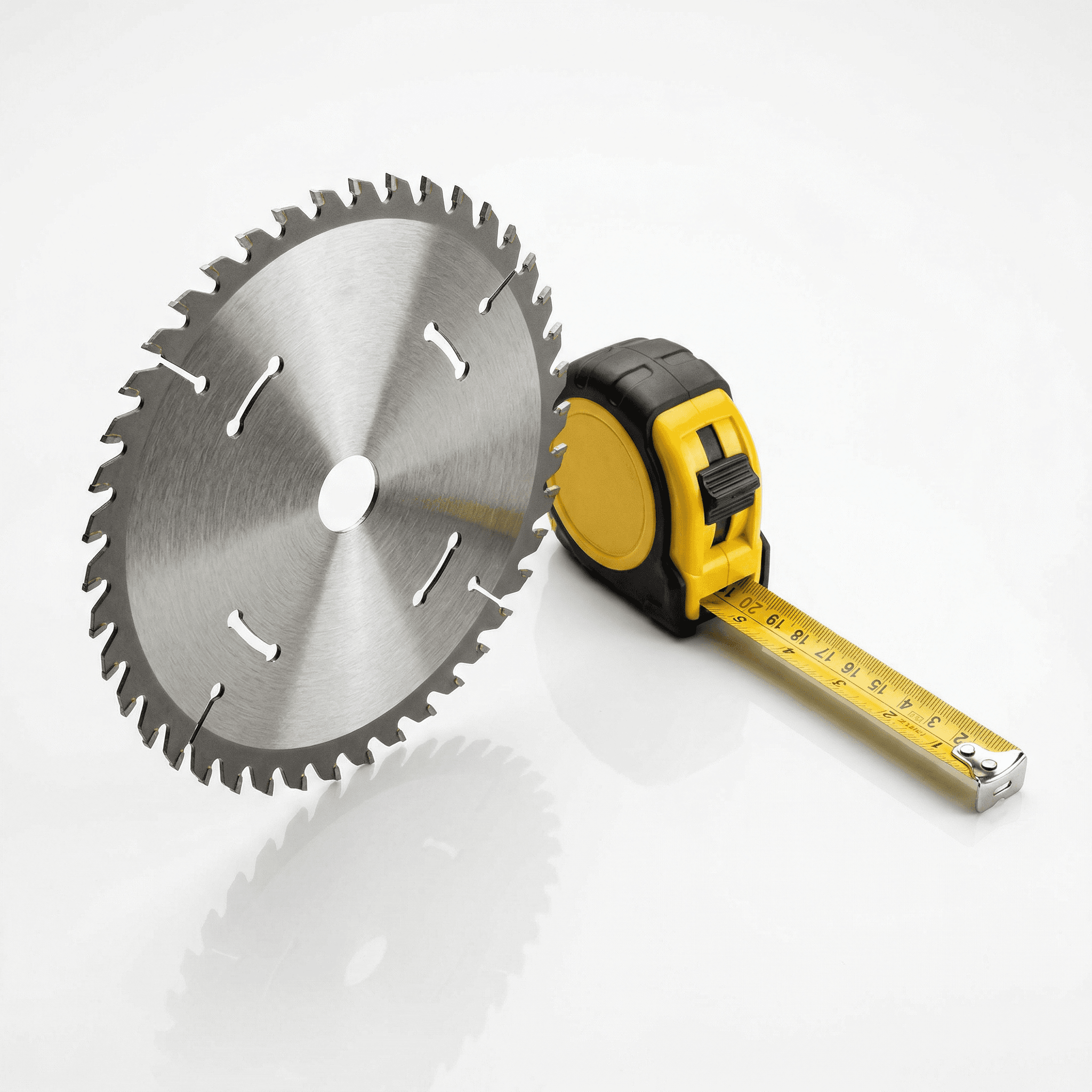 Circular saw blade and tape measure